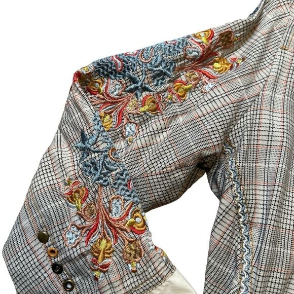 Johnny Was 2-10-5 Embroidered Plaid Blazer Size Small - Picture 6 of 13